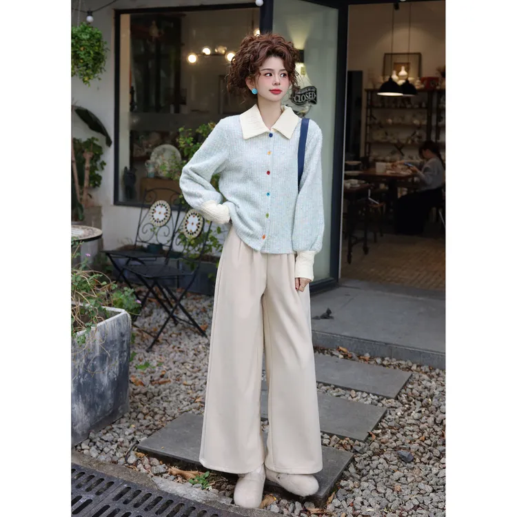 陈大器【萤海浮灯】复古港风翻领秋冬长袖百搭上衣衬衫JH5749354