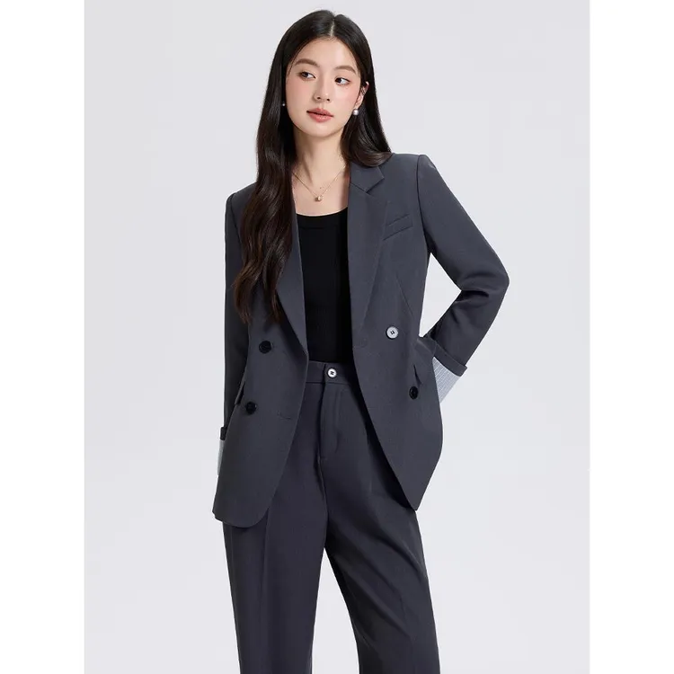 灰色西装套装女新款春秋高级感通勤职场面试职业正装气质西服外套
