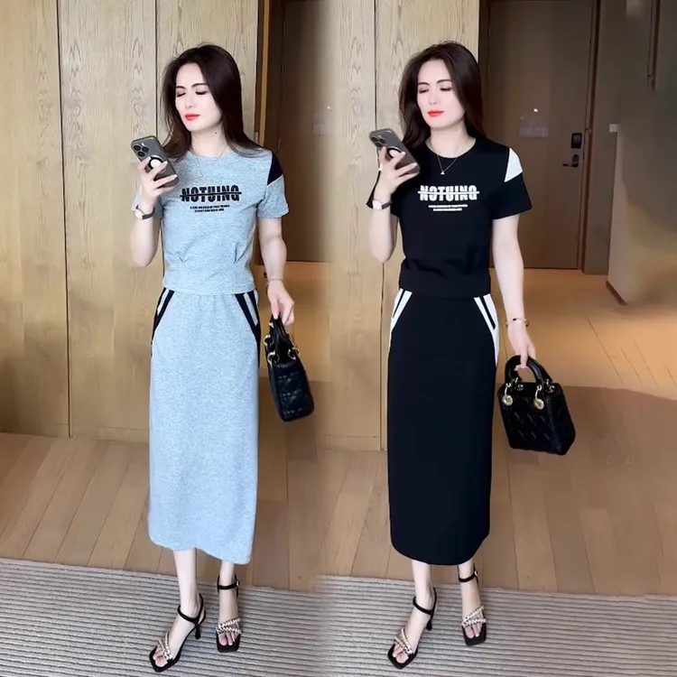 休闲时尚连衣裙夏季新款今年流行减龄洋气质运动两件套装裙子