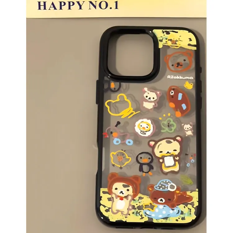 BANCA涂鸦彩色轻松熊适用iPhone16/15pro亚克力苹果12手机壳14/13