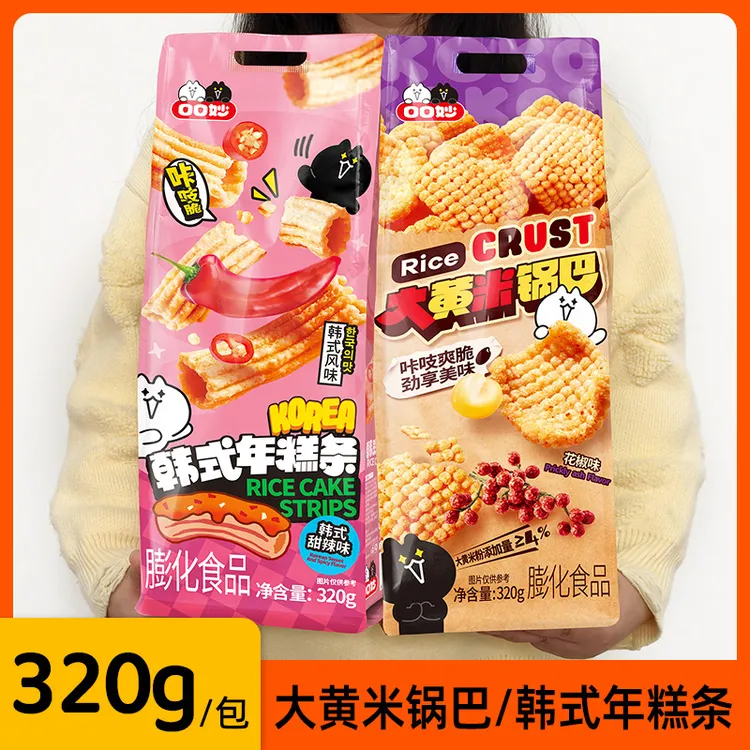 口口妙大黄米锅巴韩式年糕条咔吱酥脆口口美味网红零食膨化解馋