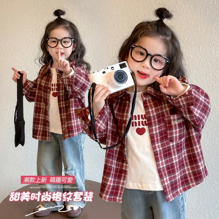 【热推爆款】女童格子衬衫春秋款2025新款儿童装洋气时髦衬衣宝宝秋