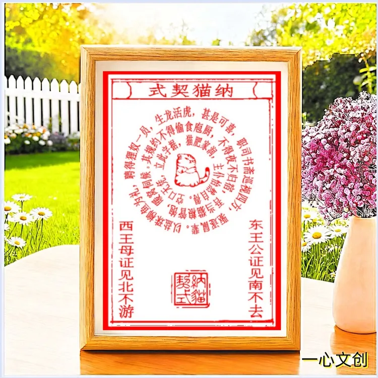 纳猫契式相框8寸朱砂画春节装热卖