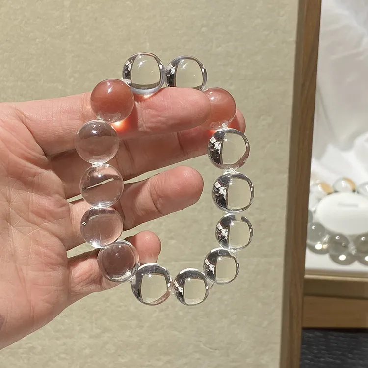 牛鼻孔【毕业级双A】天然白水晶全净体泡泡珠女士手串多样性发一