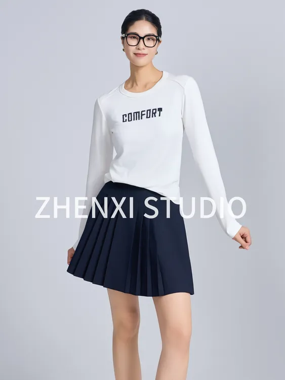 ZHENXI【爵士卫衣】高个子穿搭字母长袖T简约百搭针织衫25QDYZ0529