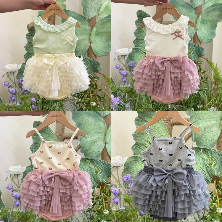 萱妈家【tutu套装】新款夏季女宝甜美可爱洋气外出蛋糕tu裙周岁套装
