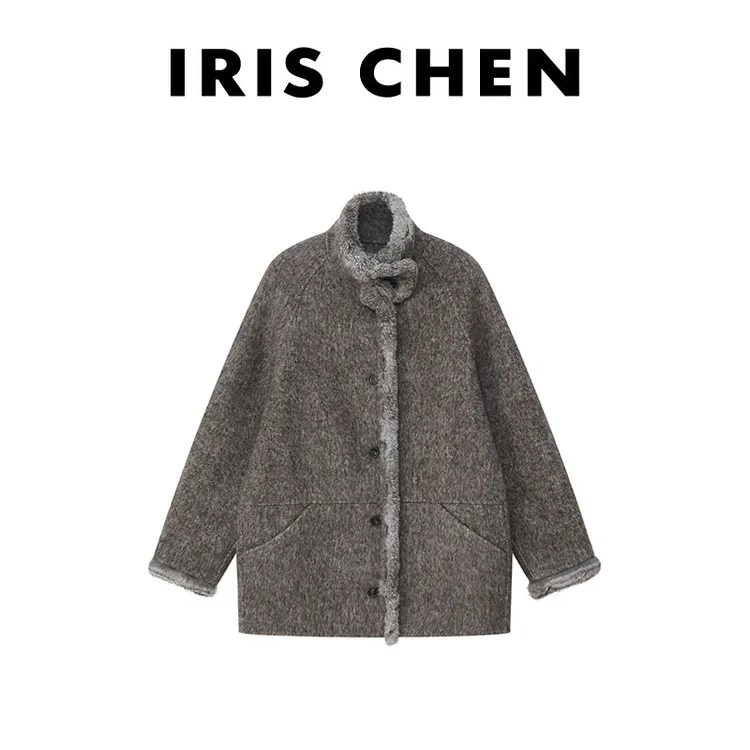 IRIS CHEN 埃菲尔 2025冬款“羊驼羊毛1040g“加厚毛呢外套25WT1121