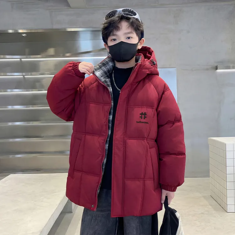 男童冬装加厚红色棉服2026新款中大童儿童本命年棉袄冬季棉衣外套