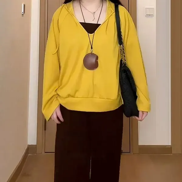 大码连帽针织衫吊带背心女胖mm显瘦遮肚超好看早秋穿搭套装8807