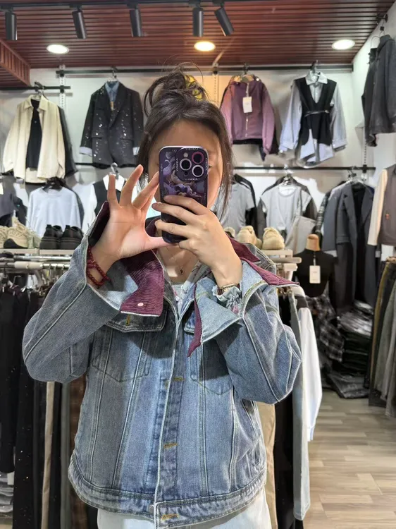 新款拼色牛仔短款外套时尚百搭