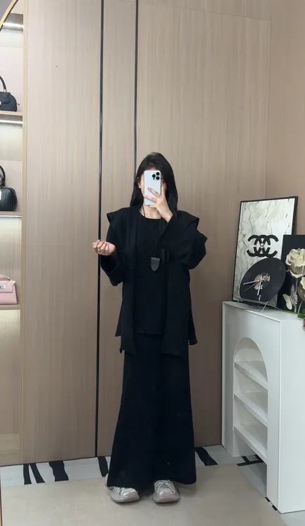 【允儿严选】慵懒风时尚套装针织上衣半身裙披肩套装