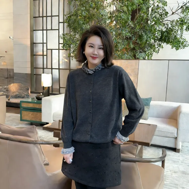 微胖女装【随心穿】绵羊毛宫廷风毛衣开衫性松弛感针织衫加厚99301