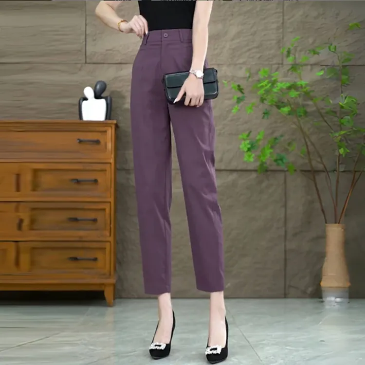 九分哈伦裤女高腰镰刀烟管裤早秋薄2025新款小个子萝卜休闲长裤子