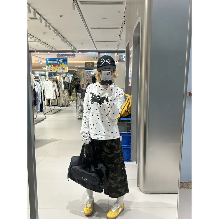 美式街头波点连帽卫衣女秋冬季腊肠狗印花帽衫修身纯棉长袖上衣潮
