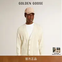 【新品】GoldenGoose男麻花图案蓝罗纹针织开衫GGDB