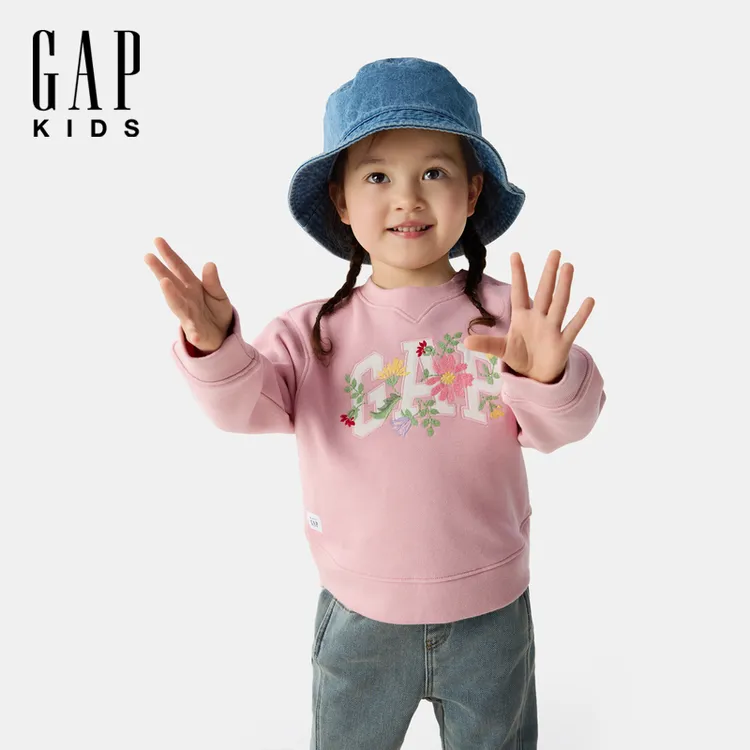 【大小童同款】Gap女童2025春夏新款经典logo卫衣儿童装675699
