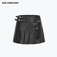 ANN ANDELMAN 25秋时尚设计不对称装饰口袋百褶皮裙