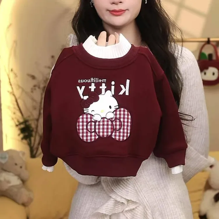 女童卫衣秋冬装2025新款儿童洋气小童猫咪衣服宝宝百搭长袖上衣