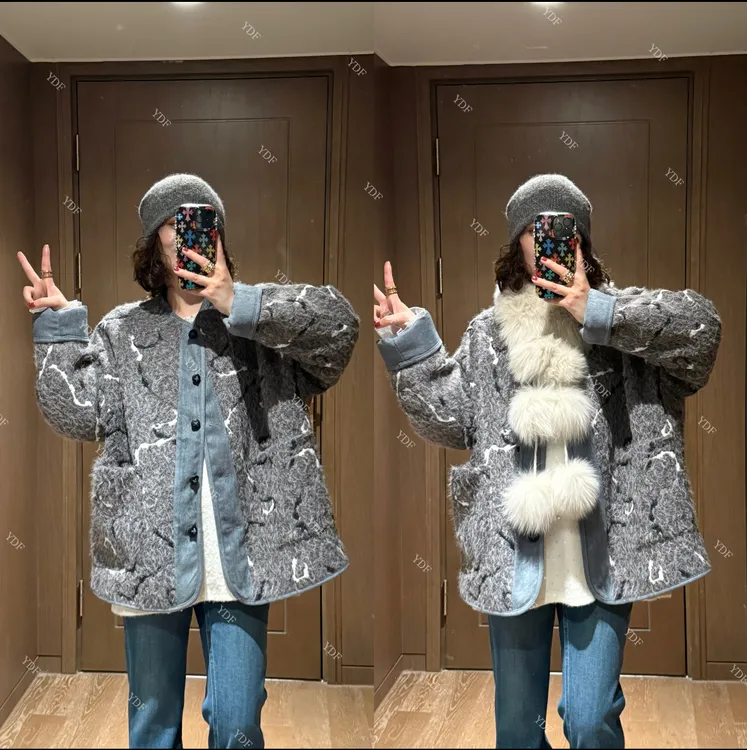 YDFSTUDIO小众【暮雪时光】欧货高品重工撞色拼接设计时尚百搭外套