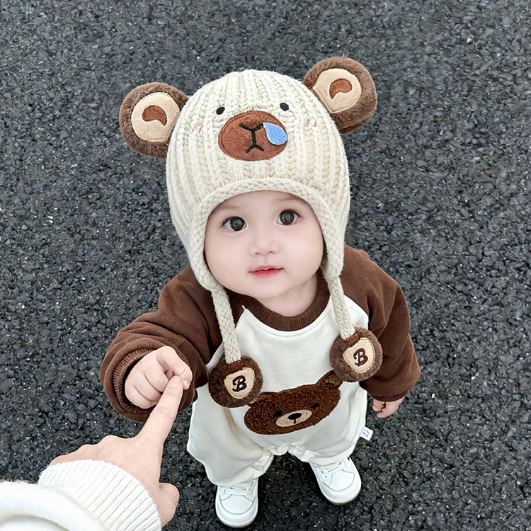 冬季宝宝儿童帽子可爱超萌卡皮巴拉护耳帽男女小童保暖针织毛线帽
