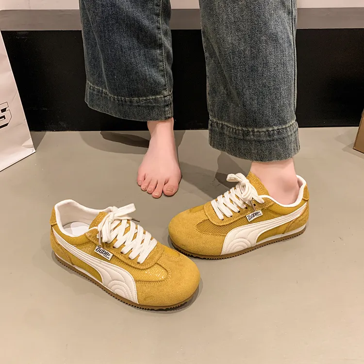 鞋子女款爆款2025新款德训鞋美式鞋子平底练车专用鞋黄阿甘鞋软底