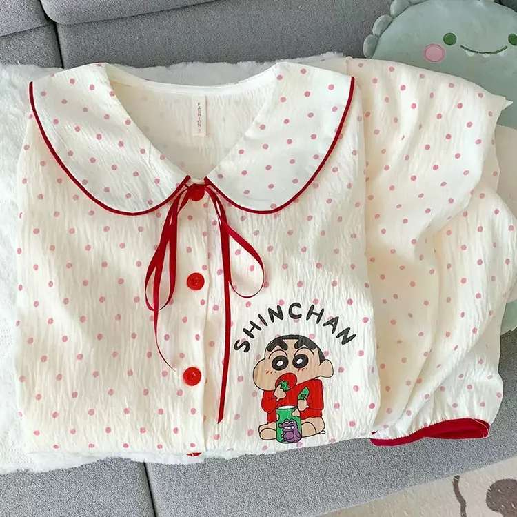 新款蜡笔小新超柔甜美女士睡衣家居服