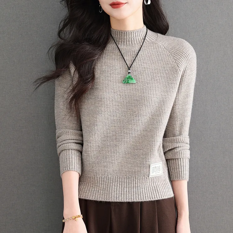 小个子秋冬女半高领毛衣高腰短款长袖针织百搭休闲时尚打底衫