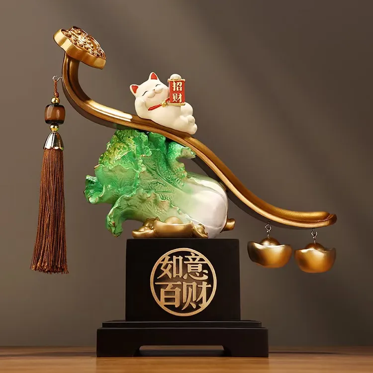 【师傅推荐】如意百财白菜摆件家居客厅玄关电视柜装饰品