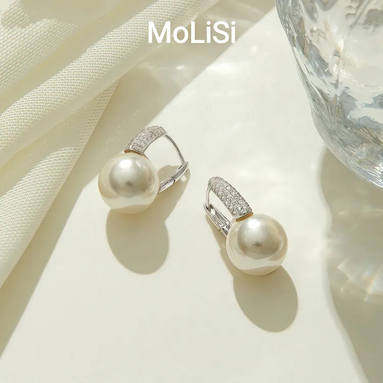 黄铜锆石耳饰 小香风珍珠耳环女轻奢高级设计感微镶锆石气质耳钉