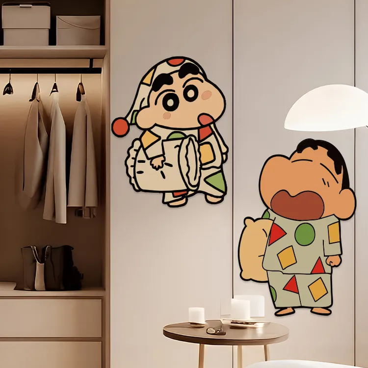 蜡笔小新卡通贴纸睡衣图案防水墙贴美丽浴室门装饰玻璃门防水墙贴