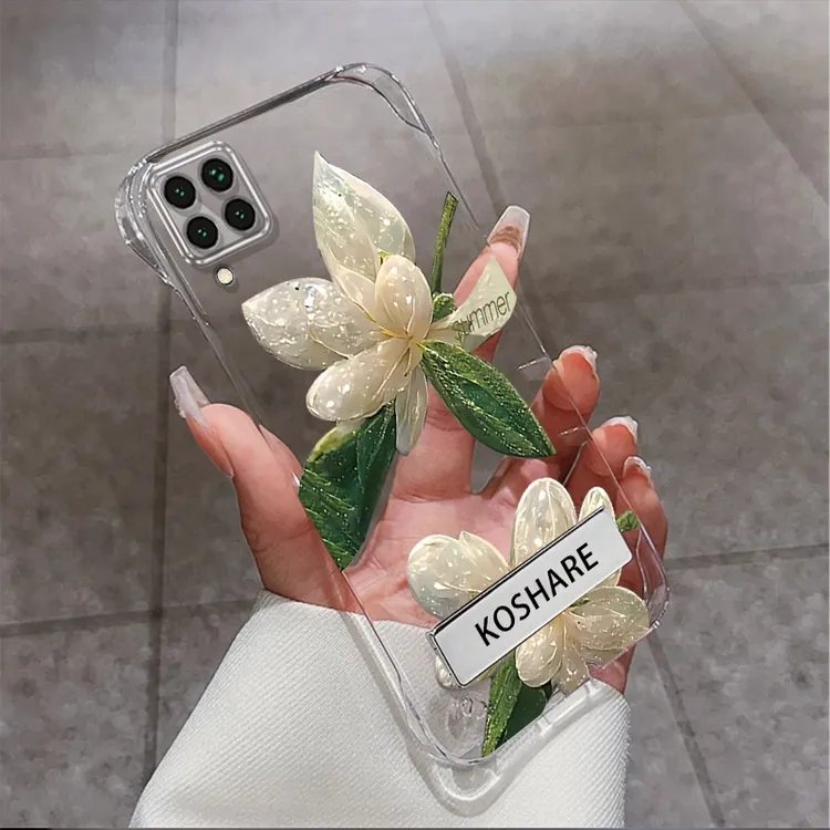 适用于华为nova6se系列水晶花无边框支架手机壳