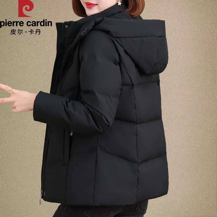 皮尔卡丹加绒短款羽绒服女士白鸭绒冬季2025新款时尚保暖加厚外套