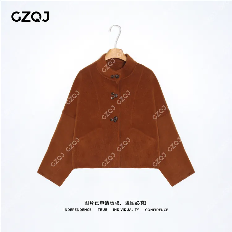 老琴私服【廓影摩登】琥珀流光风羊毛羊驼绒毛呢外套女秋冬款 86828