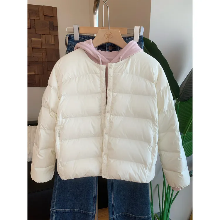 小个子圆圆Y8814年糕百搭圆领95白鸭绒轻薄短款羽绒服百搭外套女