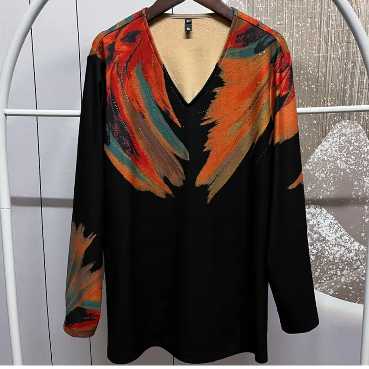 5603大码女装2025冬季保暖打底衫v领洋气t恤上衣长袖显瘦百搭小衫