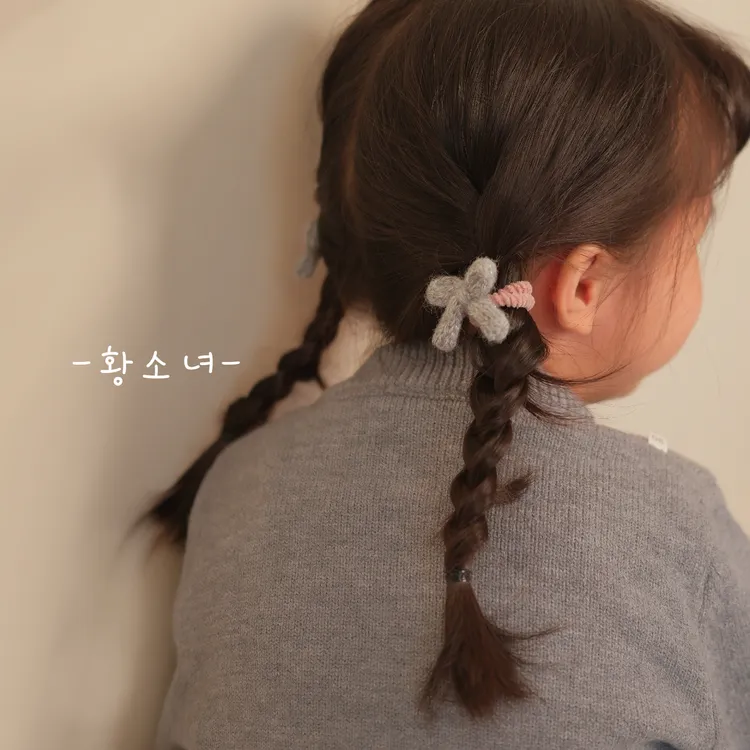 黄小妞秋冬新款儿童毛线蝴蝶结发绳女童发饰宝宝可爱百搭弹力发圈