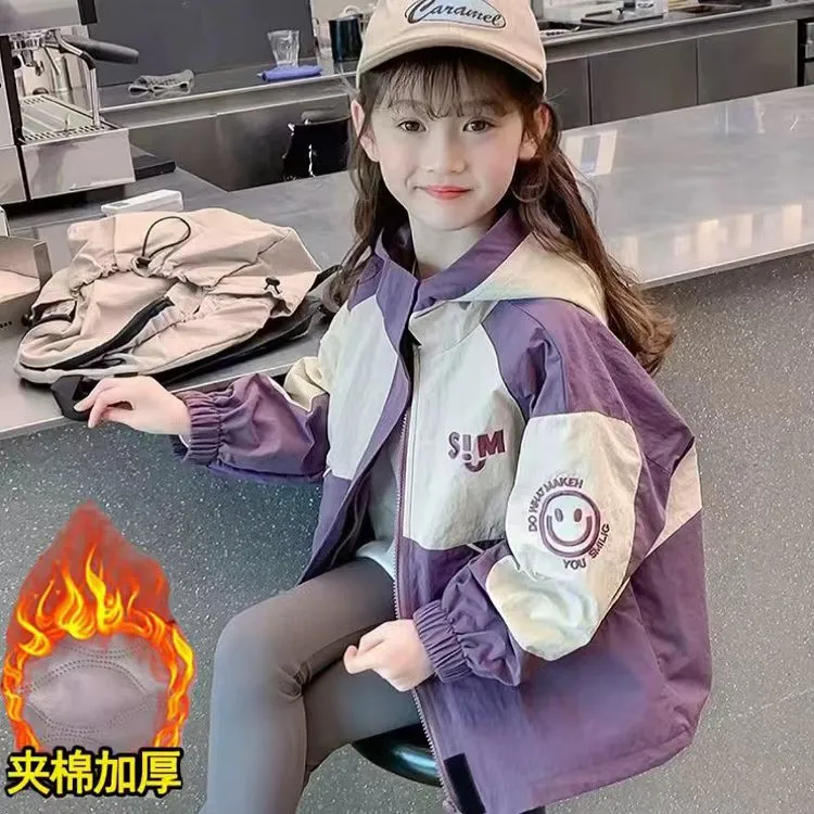 【现货】女童外套春秋款2025新款童装冲锋衣儿童秋冬季加棉加厚外套