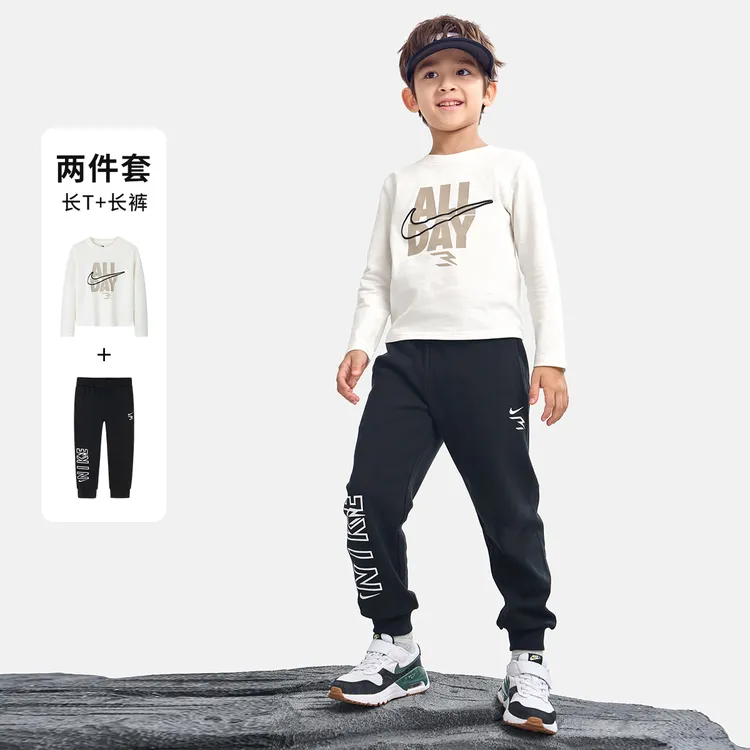 NIKE 3BRAND耐克儿童春季男女童装套头印花长袖套装RWN-T8-1238