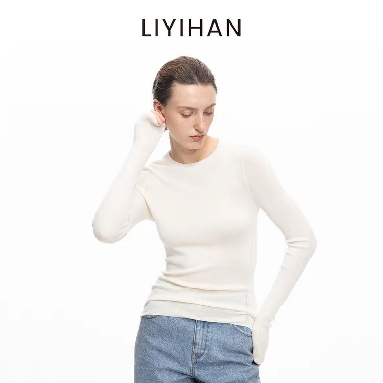 LIYIHAN 2025秋冬季新款圆领黄金羊毛针织衫棕色女高领打底衫毛衣