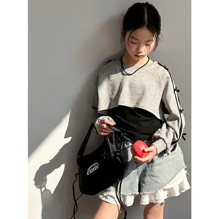 K28390女童上衣两件套2025春装新款儿童套装春秋宽松休闲衣服时髦