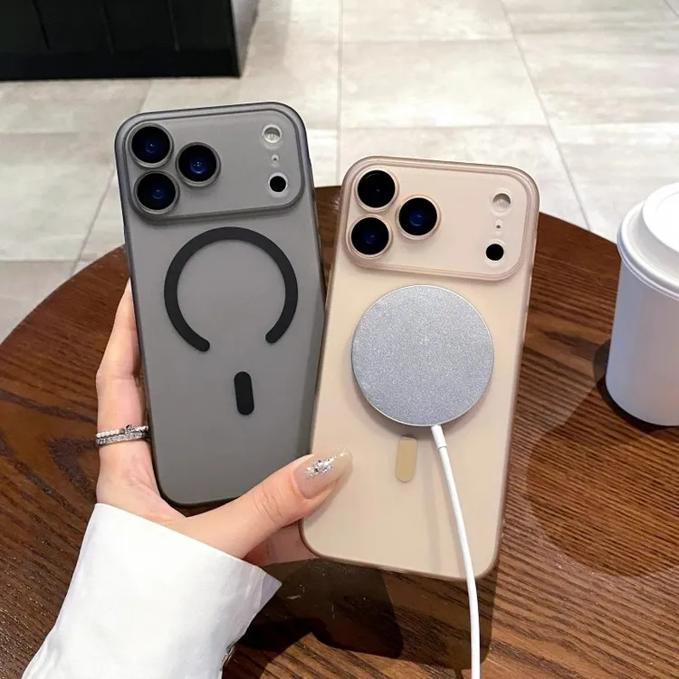 适用苹果17ProMax肤感手机壳17Air新款透明简约磨砂磁吸防摔保护