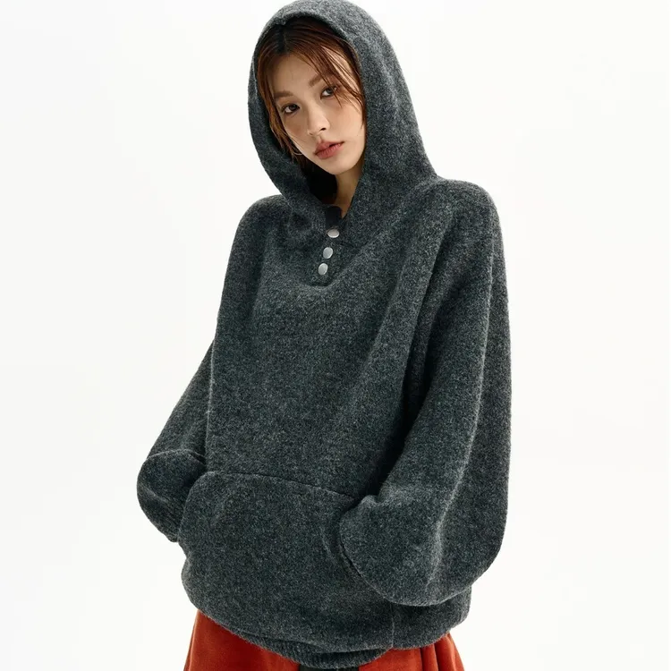 潮流简约文艺原宿流行新款慵懒ins气质日系时尚连帽毛衣百搭
