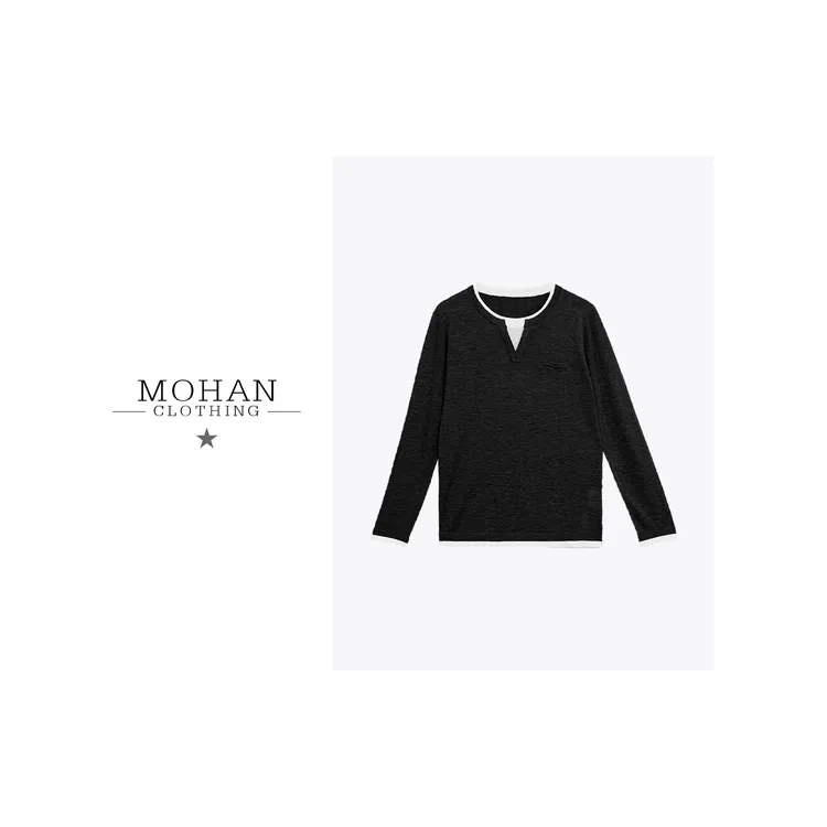 【MOHAN/墨含】高奢时尚气质简约显瘦秋季假两件长袖针织衫JX25066