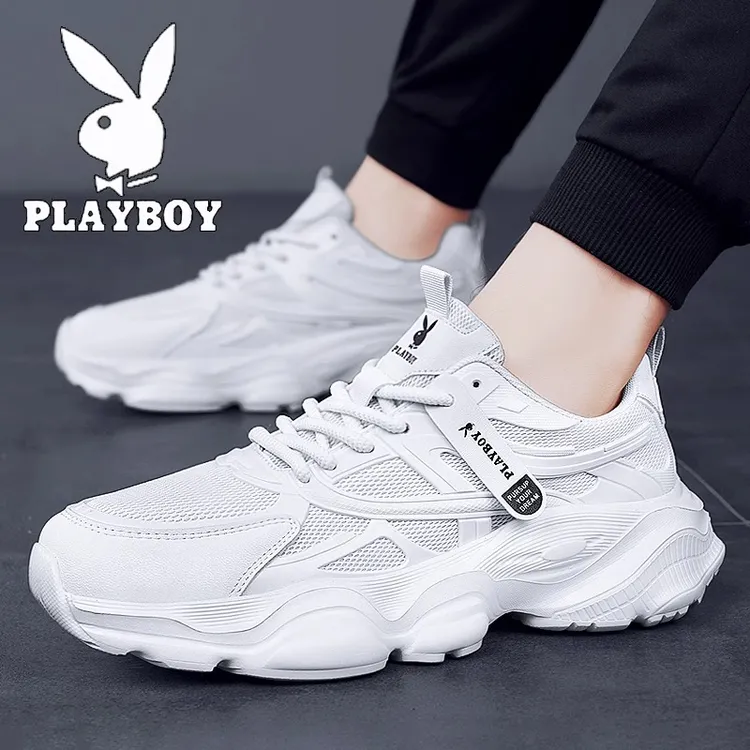 花花公子男鞋冬季新款网面爆款小白老爹鞋男款休闲厚底增高运动鞋
