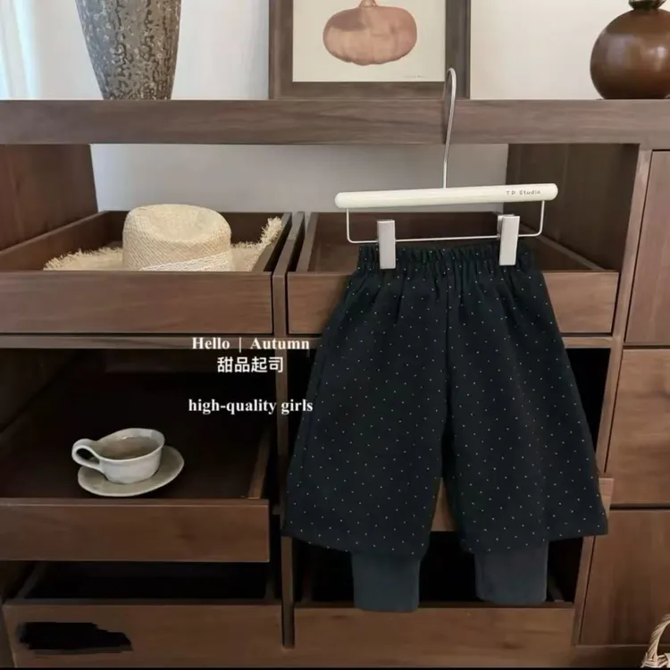 女童裤子加绒加厚靴裤儿童一体绒女孩加厚假两件裤子