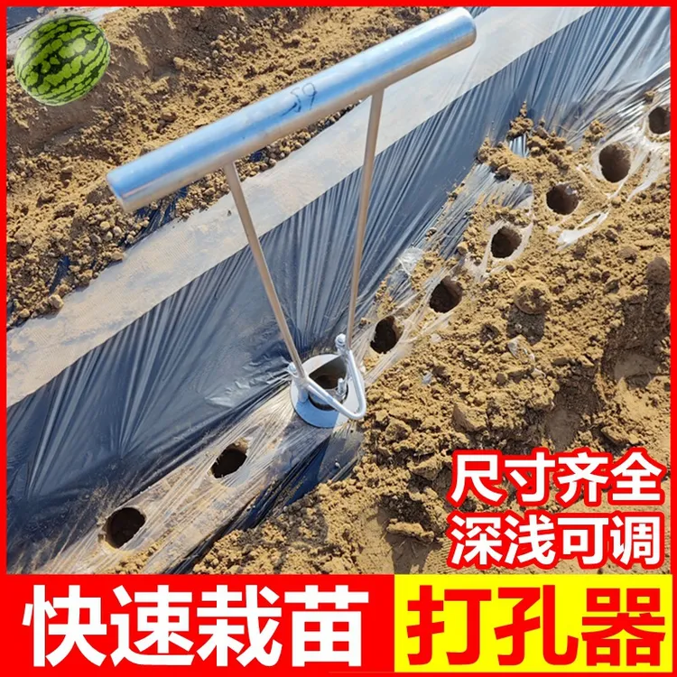 农用加厚打孔器大棚地膜打洞移栽机多功能栽苗移苗器打眼取土工具