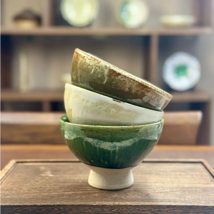 【烟火大号】高脚拉面碗复古侘寂风手作粗陶家用陶瓷餐具大容量汤碗