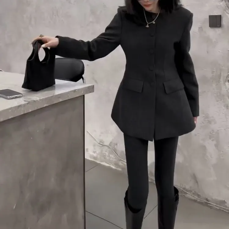 外套气质时尚休闲西服黑色职业韩版显瘦长袖网红洋气女士修身秋冬