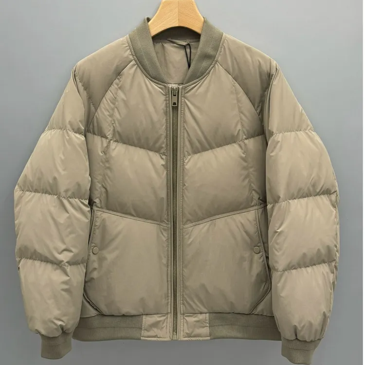 冬季新款男士棒球领羽绒服美式潮流百搭宽松加厚保暖白鸭绒外套男