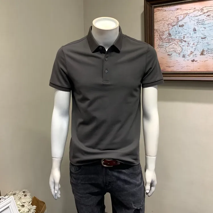 2025夏季纯色时尚翻领POLO衫休闲韩版简约修身百搭潮流短袖T恤帅